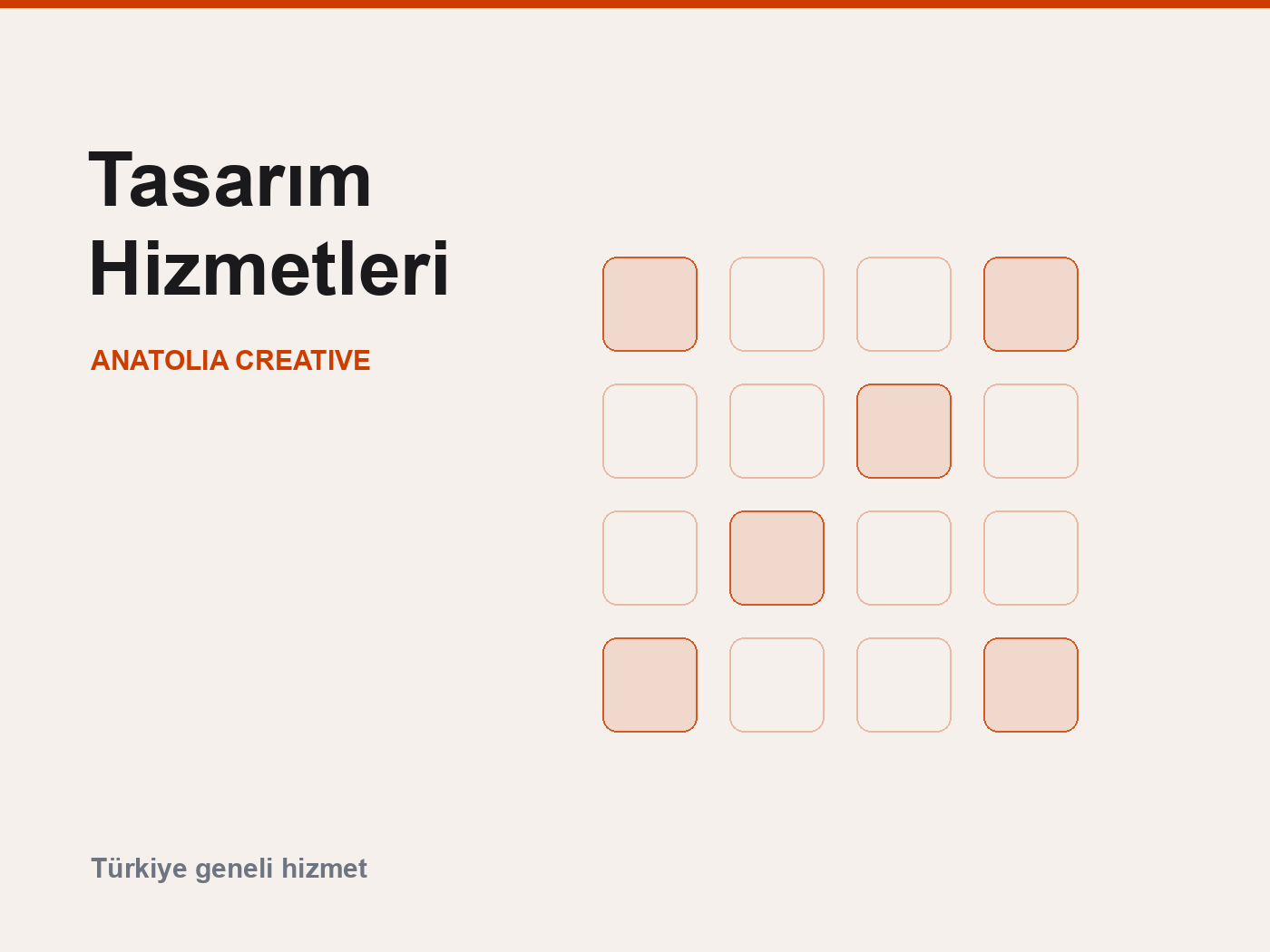 Tasarım hizmetleri kategorisini temsil eden modüler ızgara deseni
